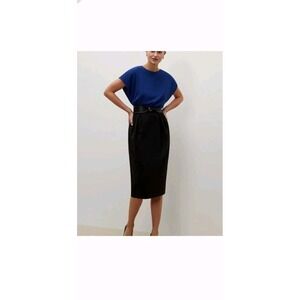 NWT MM Lafleur Teresa 1.0 Washable Wool Twill Pleated Midi Skirt Black Sz 12